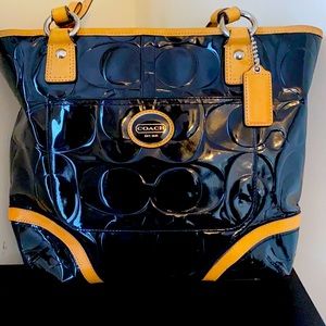 Vintage Black Patton Leather Coach Bag